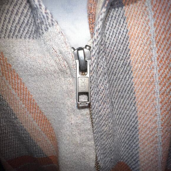 Stem 100% Organic Cotton Fall Plaid Striped Zip Hooded Kangaroo Pockets XS-S - Picture 7 of 10